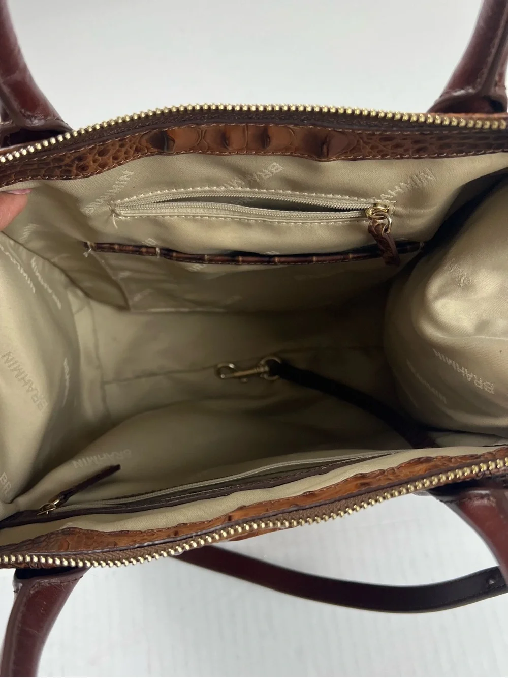 Brahmin Carolina Satchel Pecan Melbourne with Crossbody Strap